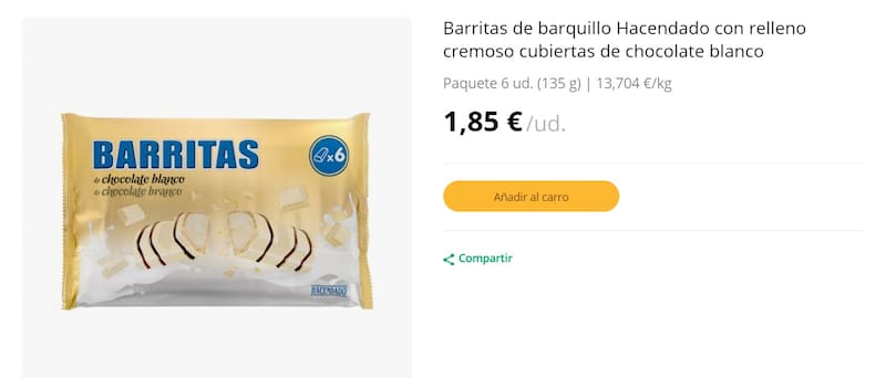 Las Barritas de barquillo de la marca Hacendado son una de las joyas de Mercadona. (Foto: www.mercadona.es).