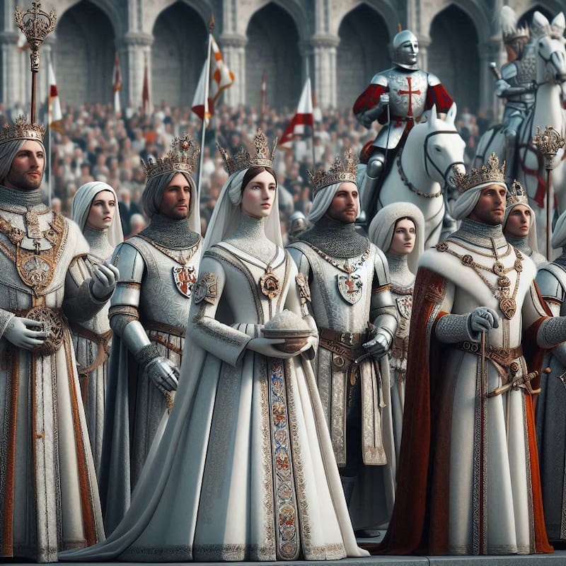 Ilustración de la gente noble de la Edad Media. Funte: Bing AI.