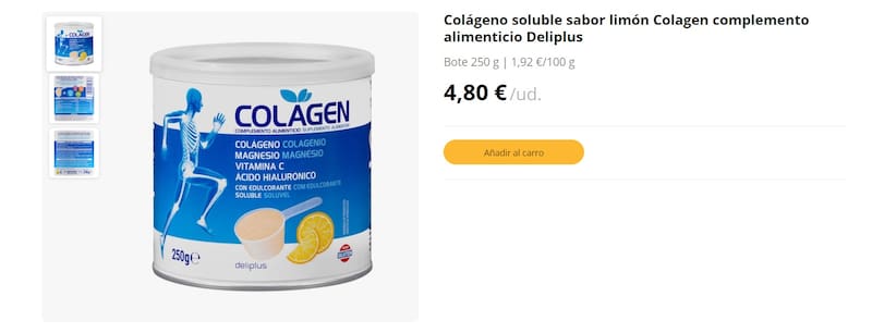 Deliplus dispone de este complemento para sumar a la dieta y mejorar la producción de colágeno. (Foto: mercadona.es).