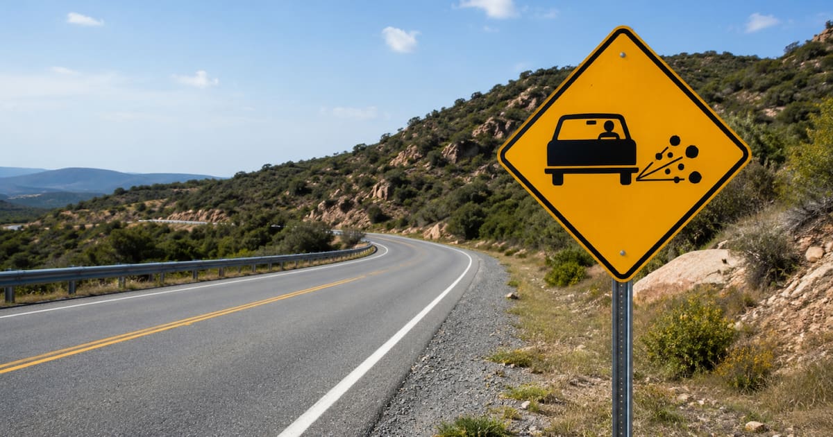 Qué significa la señal de tránsito con un auto lanzando piedras - El Cronista