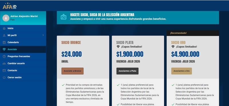 Así se visualiza la página, según muestra la AFA. Foto: Captura de AFA