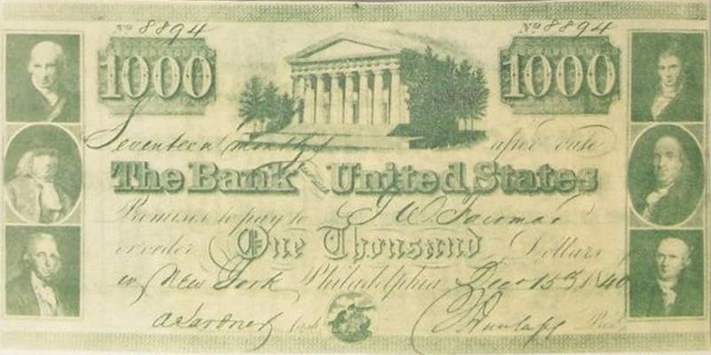 Así luce el billete de USD 1000 con número de serie 8894. Fuente: archivo.