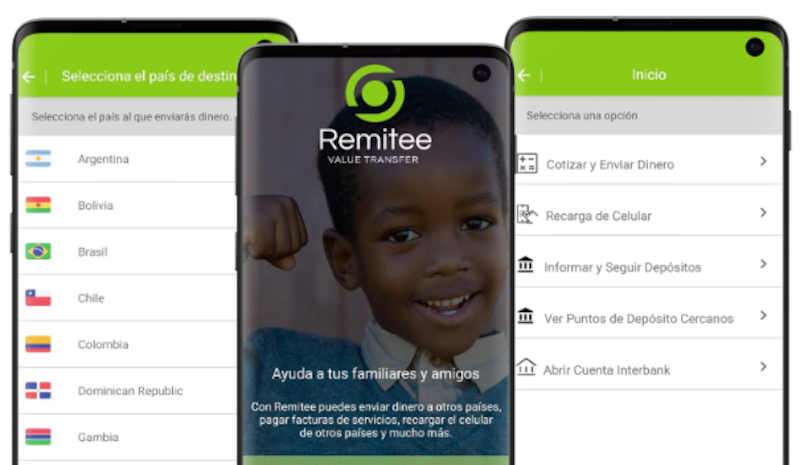 Así luce la aplicación móvil de Remitee.