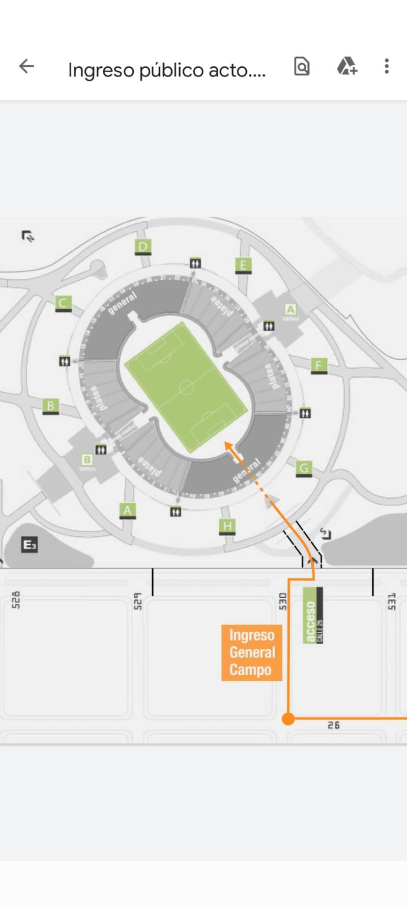 El mapa del estadio Diego Maradona para el ingreso al acto de CFK