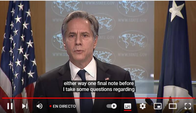El secretario de Estado norteamericano, Antony Blinken, respondió a la prensa hoy