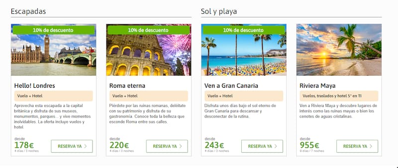 El Corte Inglés ofrece promociones turísticas a bajo coste. (Fuente: El Corte Inglés).