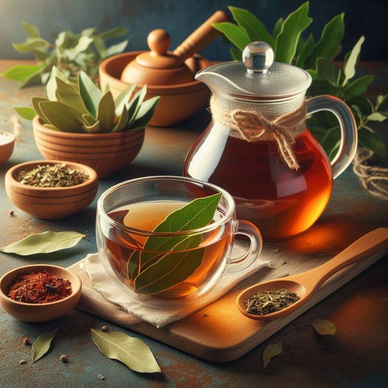Té de laurel. Fuente: Bing AI.
