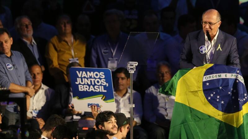 El candidato presidencial Geraldo Alckmin en convención del PSDB