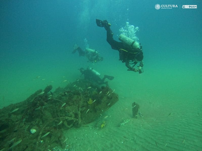 Arqueología en el fondo del mar en México. Fuente: INAH.