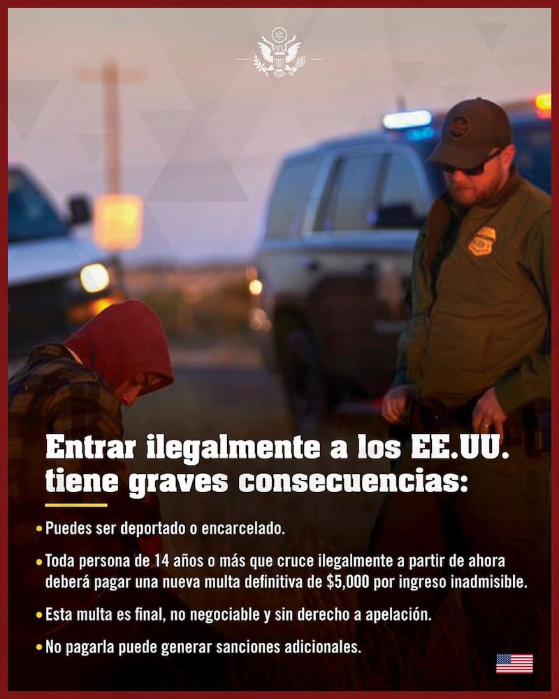 Advertencia de Estados Unidos a los inmigrantes ilegales. Fuente: archivo.