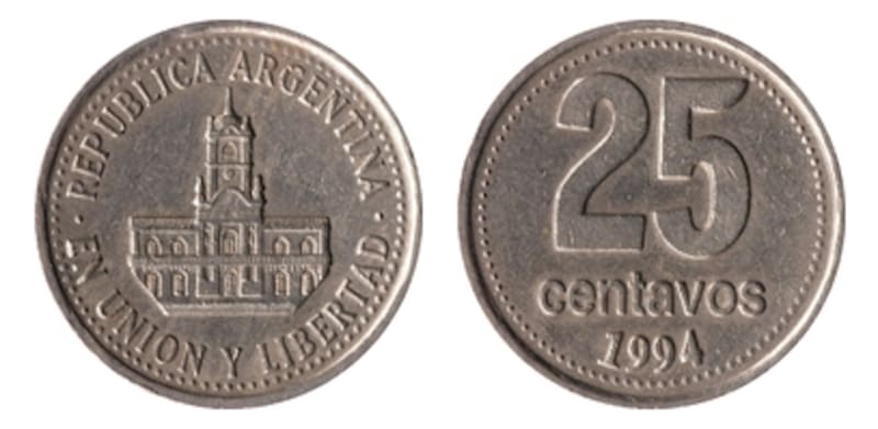 Así es la moneda argentina de 25 centavos que puede valer hasta $ 500.000. (Numista)