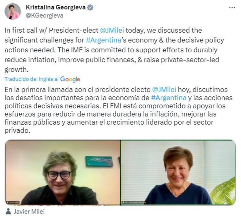 El posteo que compartió Kristalina Georgieva en X.