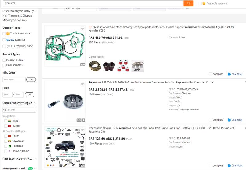 En el sitio de Alíbaba se pueden conseguir diferentes repuestos de tecnología.
