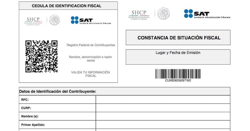 Constancia de Situación Fiscal del SAT. Fuente: archivo