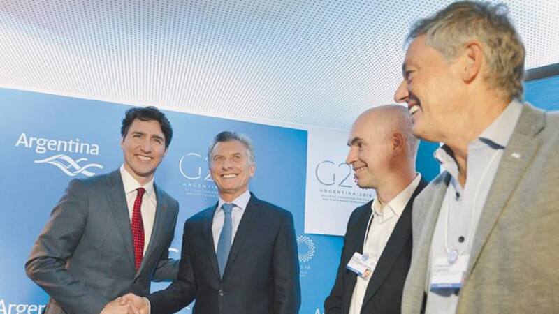 Cabrera junto con Macri, Rogríguez Larreta y Justin Trudeau