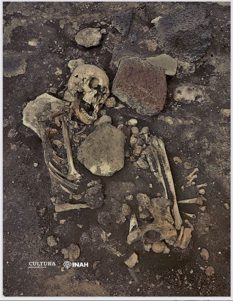 Restos óseos de la mujer tlahuica que reclama su territorio. Fuente: INAH.