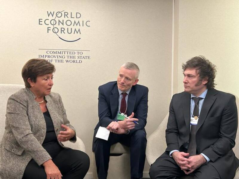 Georgieva y Milei durante la reunión del Foro Económico Mundial en Davos