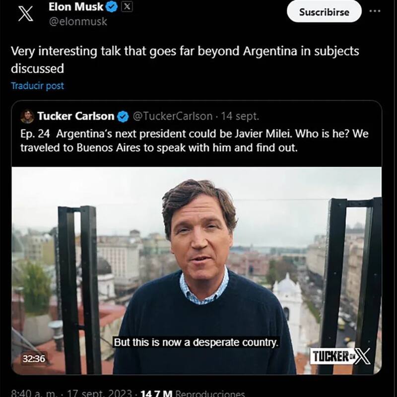 Uno de los primeros contactos que ambos personajes tuvieron en redes. (Captura)