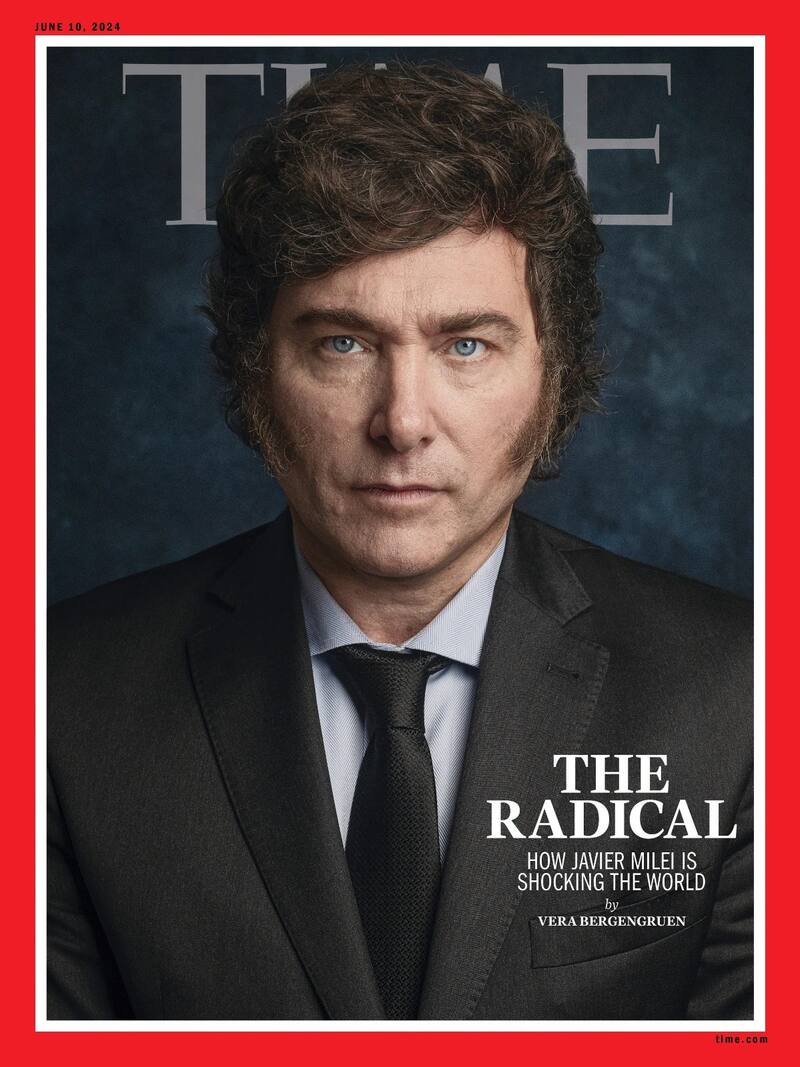 La anterior tapa de Milei en la revista Time, en mayo de 2024