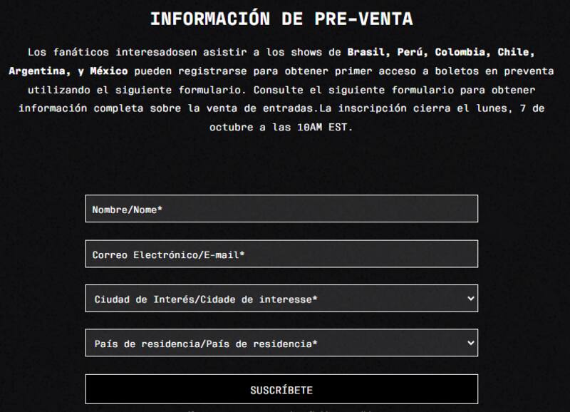 Los fans deben registrarse en la web oficial de Shakira.