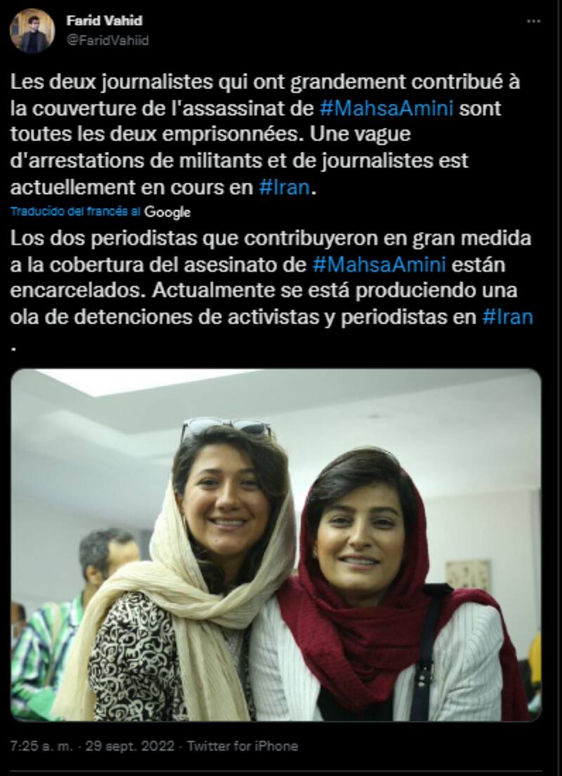 Niloofar Hamedi (izquierda) y Elahé Mohammadi (derecha).