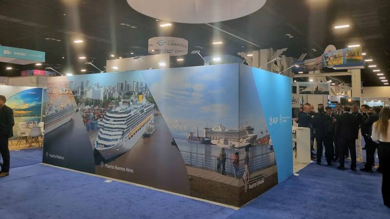 Stand de Argentina en la feria Seatrade 2023 de Miami.