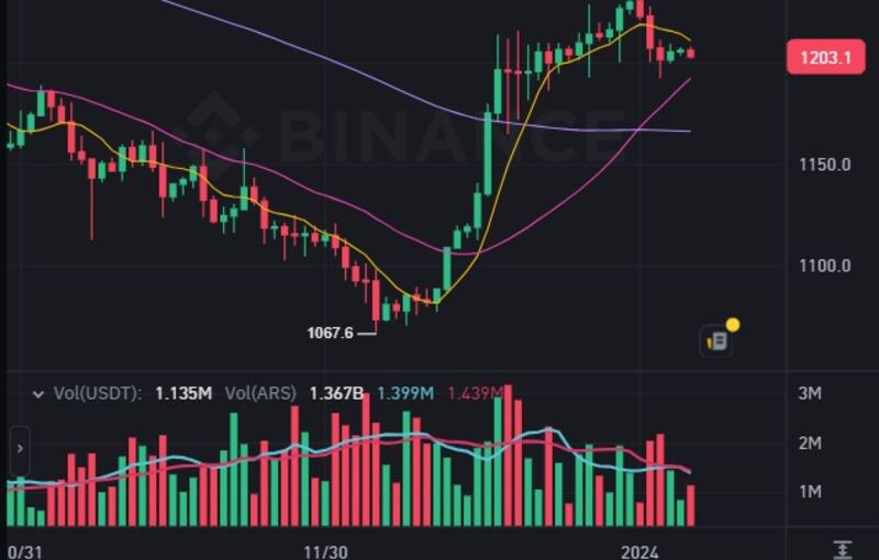 El precio del dólar cripto USDT en Binance este lunes 6 de enero.