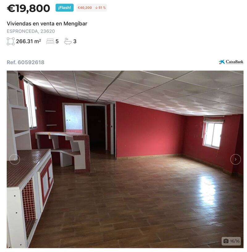 La casa a la venta publicada por CaixaBank a menos de 20.000 euros. (Fuente: captura de pantalla de Building Center)