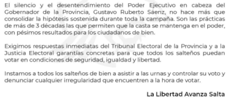 Parte de las denuncias libertarias