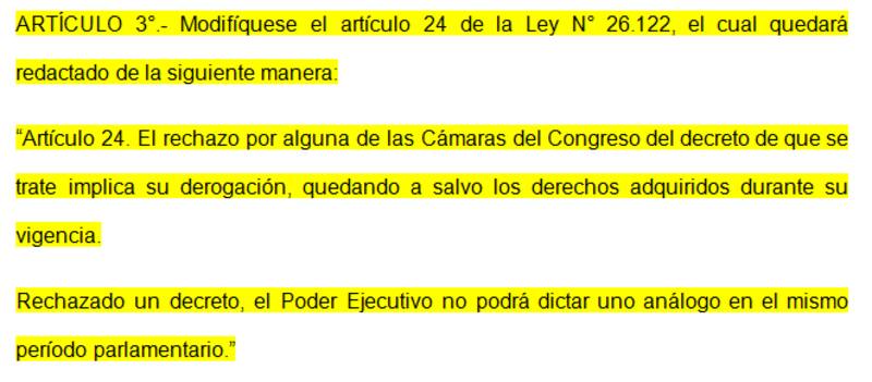 Parte del dictamen de mayoría que será tratado por la Cámara de Diputados