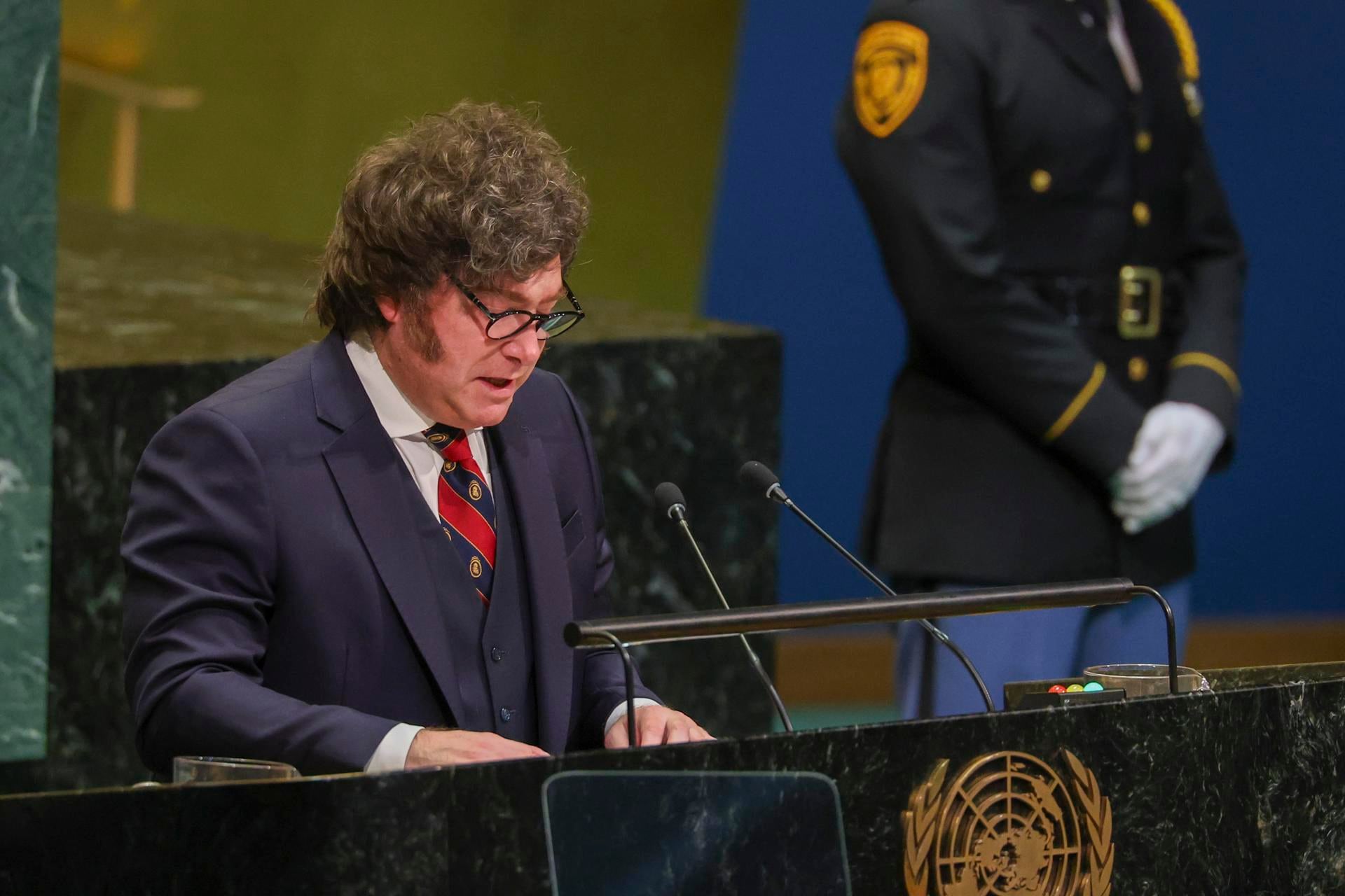 Javier Milei durante su disertación en la Asamblea General de las Naciones Unidas.
