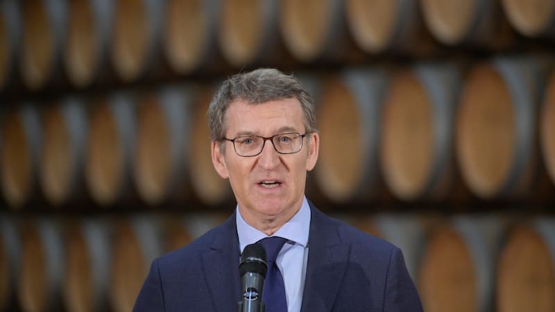 El presidente del Partido Popular, Alberto Núñez Feijóo durante su visita a la empresa García Carrión en Ciudad Real. Fuente EFE