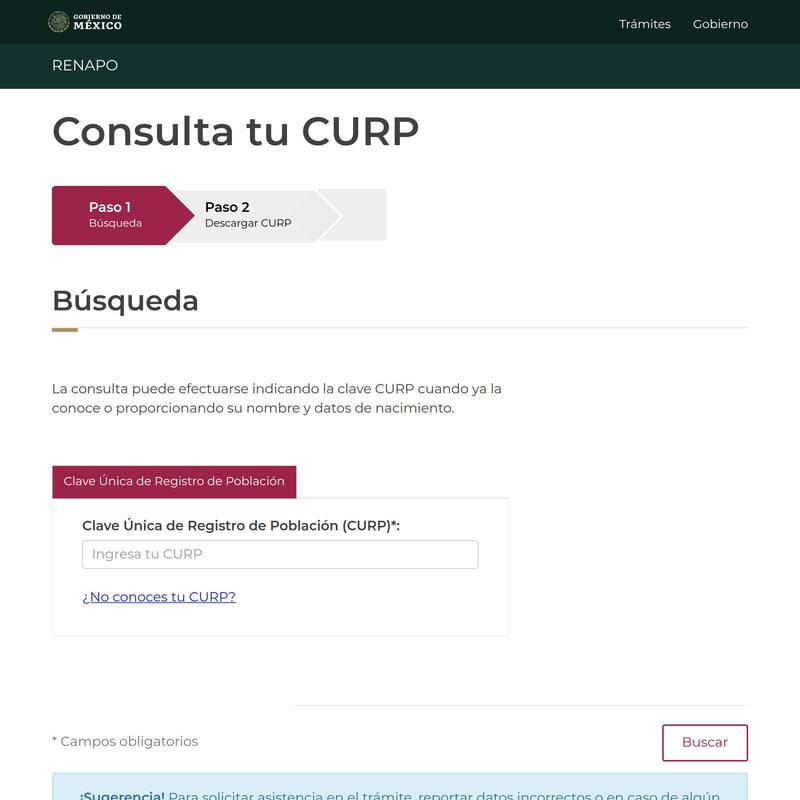Paso a paso: cómo descargar tu CURP en PDF. Fuente: Gobierno de México.