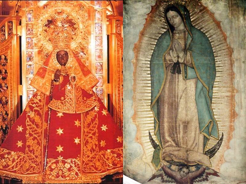 La primera es la Virgen de Guadalupe en México y la segunda la de Canarias. Fuente: Archivo