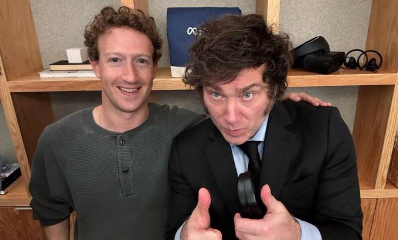 Mark Zuckerberg y Javier Milei
