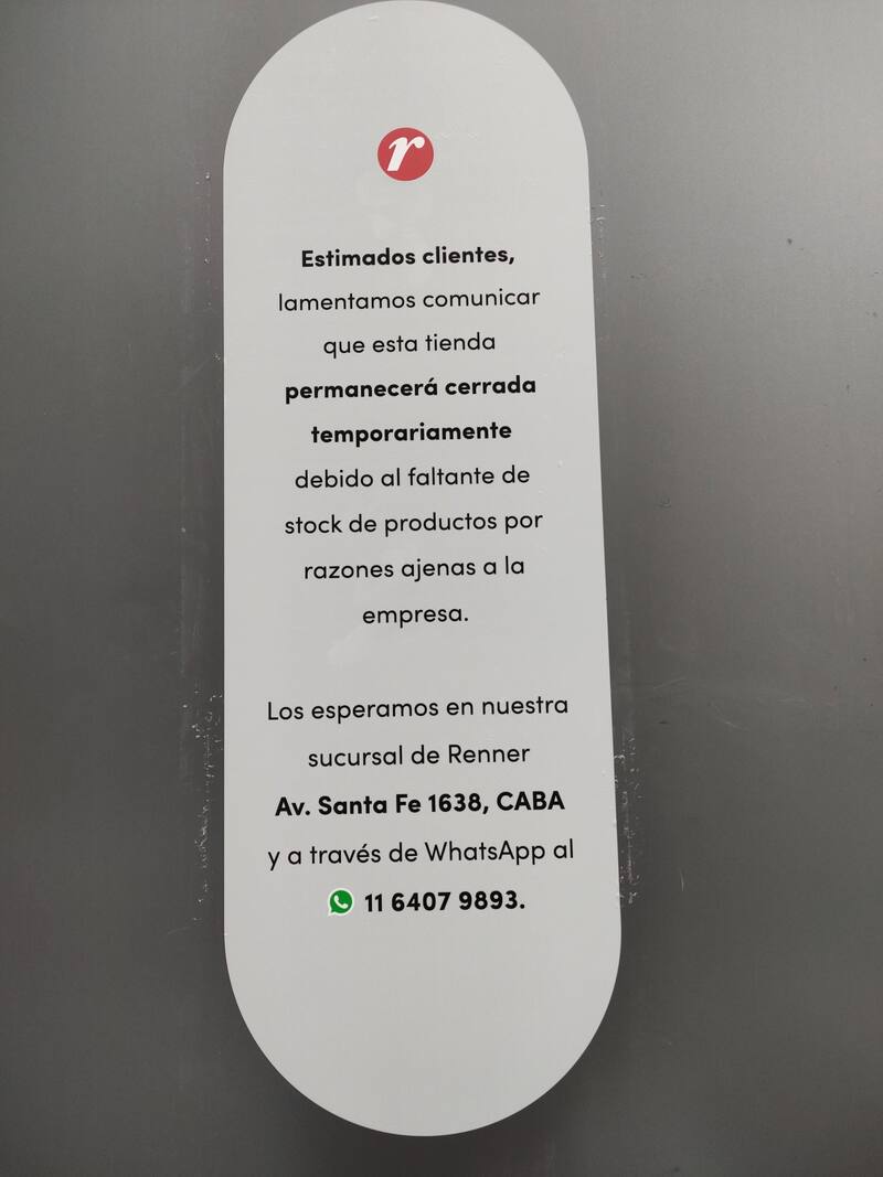 El cartel que Renner colgó en el local de Florida.