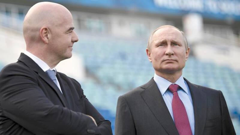 Gianni Infantino y Vladimir Putin, en un encuentro previo al inicio del Mundial