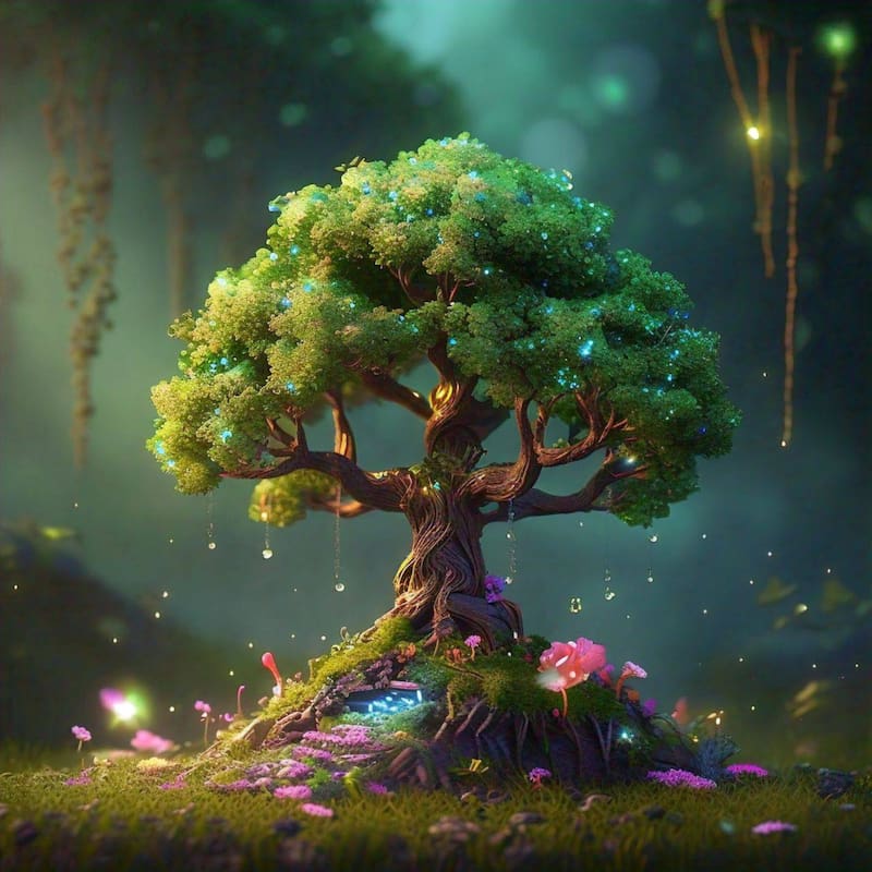 Fuente del polvo de oro de las hadas. Fuente: IA Imagined.