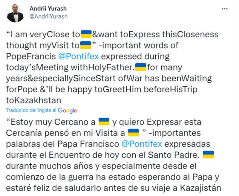 El Papa viajará a Ucrania