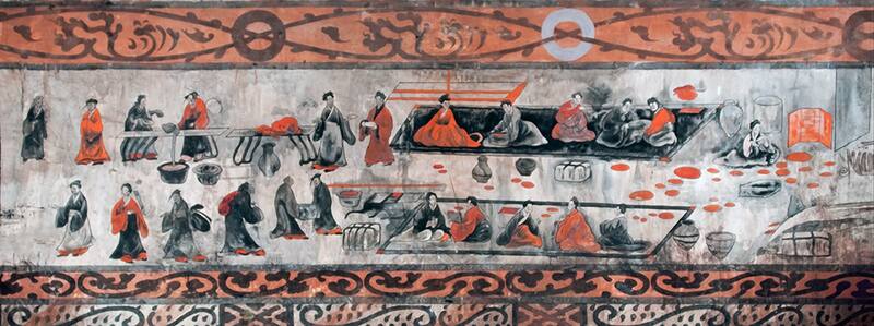 Mural de una tumba china del periodo Han Oriental. Imagen: Wikipedia.