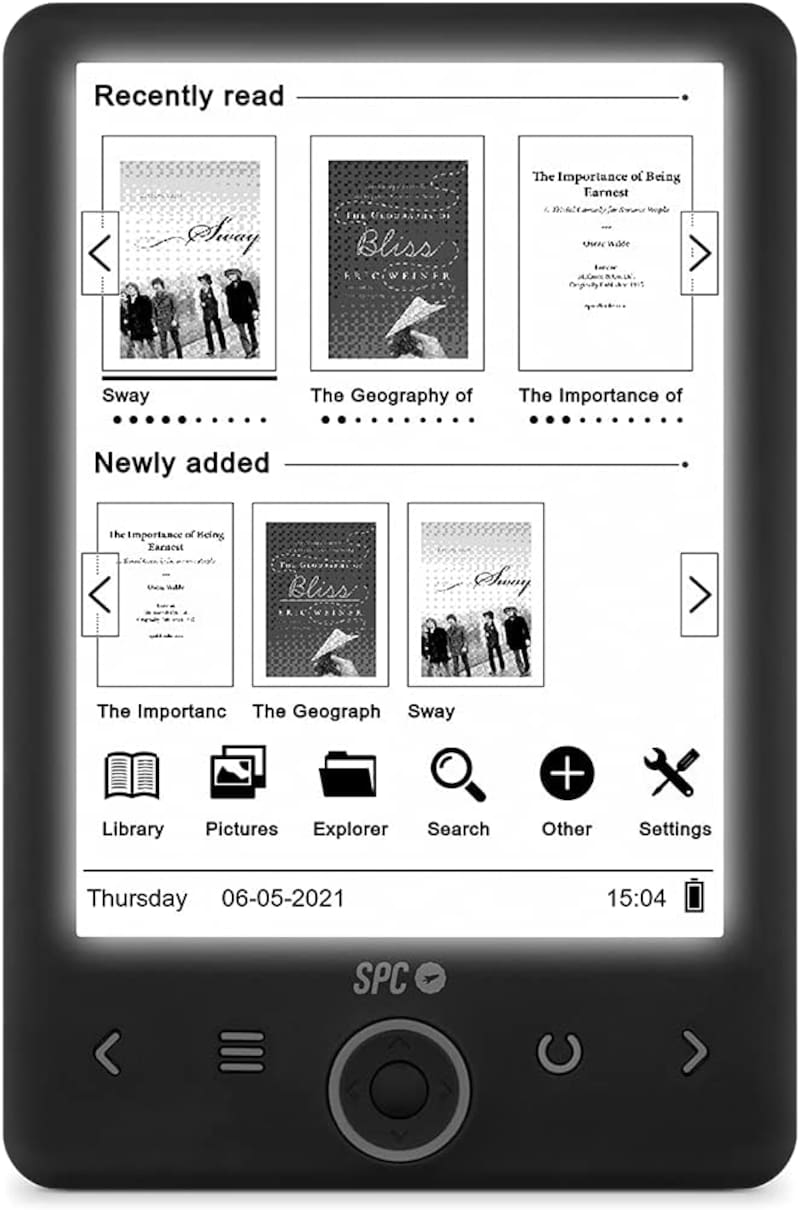 Imagen frontal del eReader SPC Dickens light 2. Fuente: Amazon