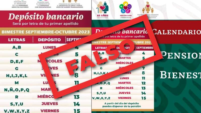 El calendario falso contemplaba los primeros depósitos el día 4 de septiembre. Fuente: Twitter @apoyosbienestar