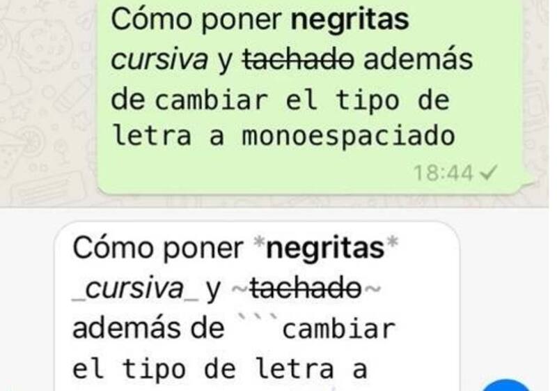 Estilos de texto de WhatsApp