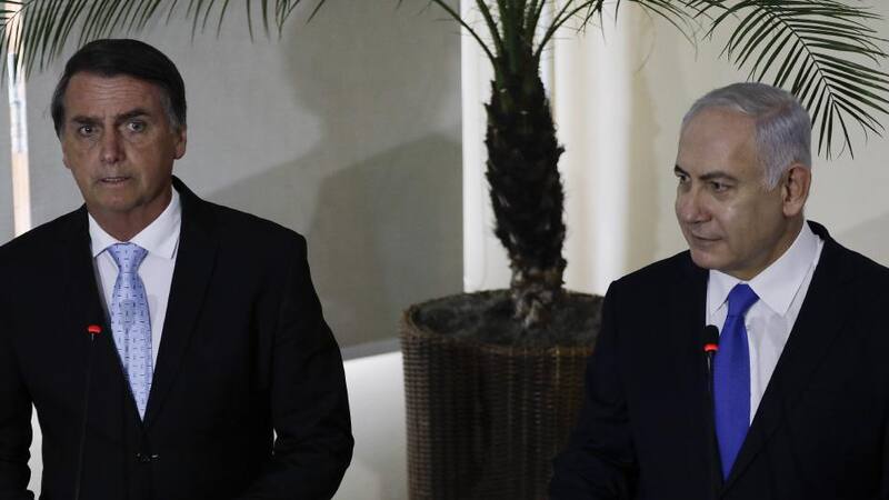 Jair Bolsonaro y Benjamin Netanyahu en Brasilia