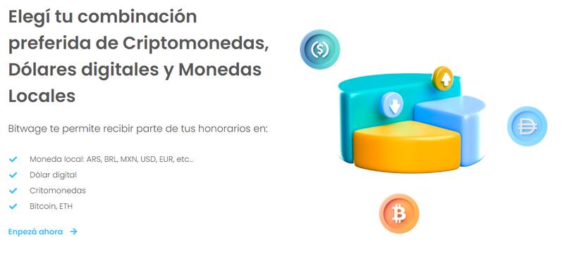 Bitwage es la plataforma pionera y líder en pago de honorarios en criptomonedas o dólares digitales.