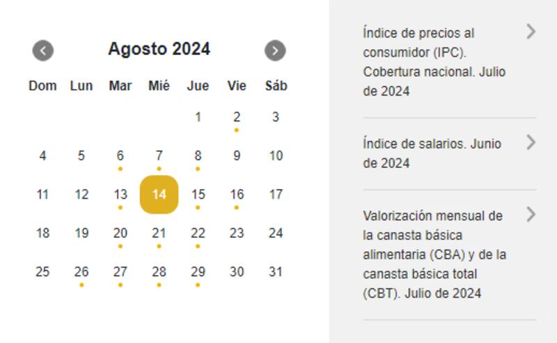 Cronograma de publicaciones INDEC