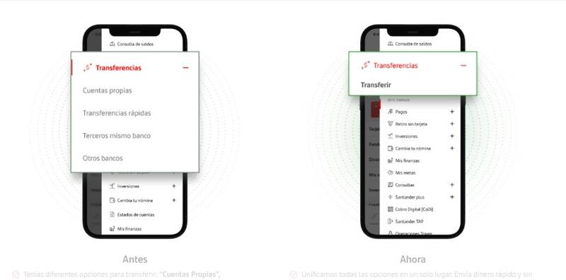 Banco Santander y su nueva forma de hacer transferencias bancarias. Fuente: Banco Santander.
