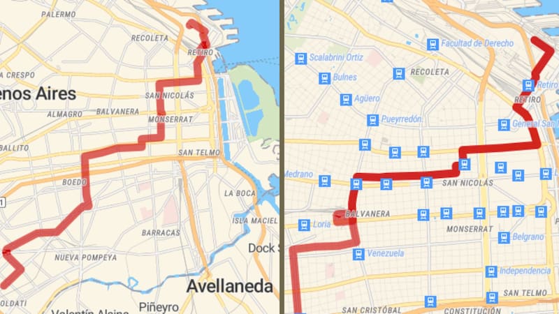 Recorridos de la línea 23 y la 115.