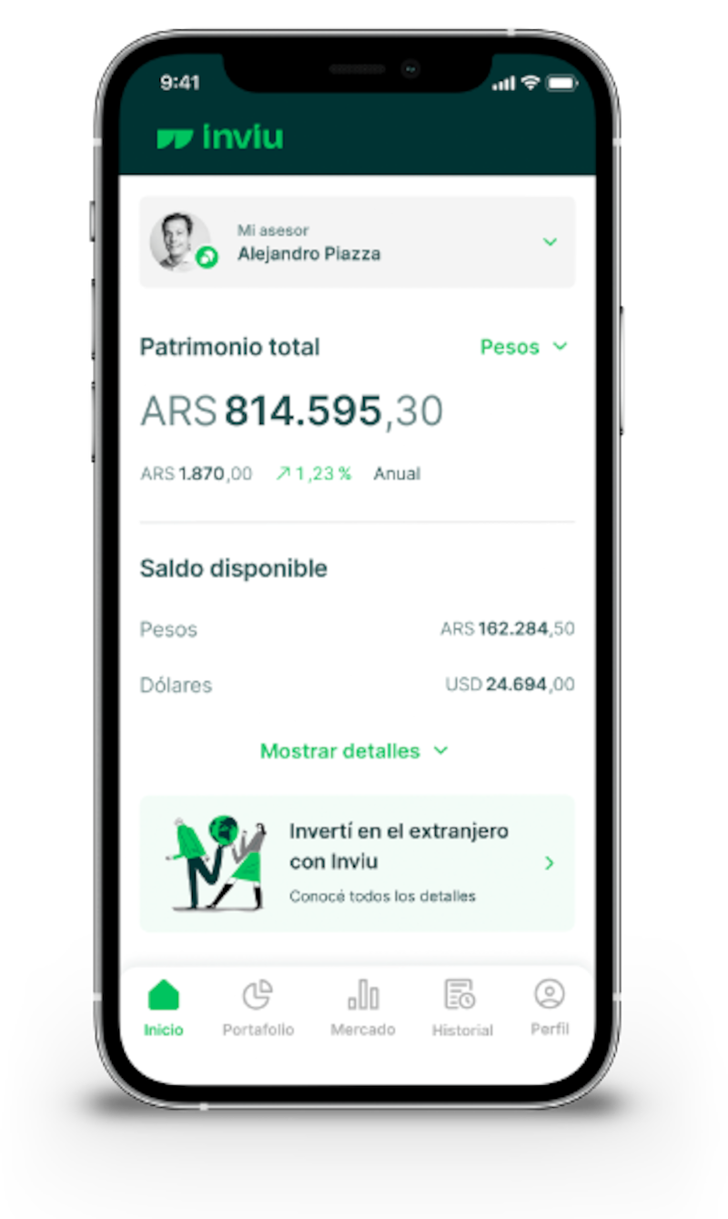 Seleccionar "Invertí en el extranjero con Inviu". para empezar el trámite de apertura de cuenta en EE.UU.