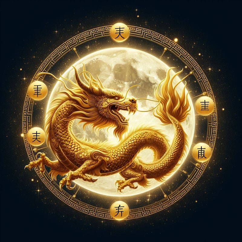 Rueda del horóscopo Chino. Fuente: Bing AI.